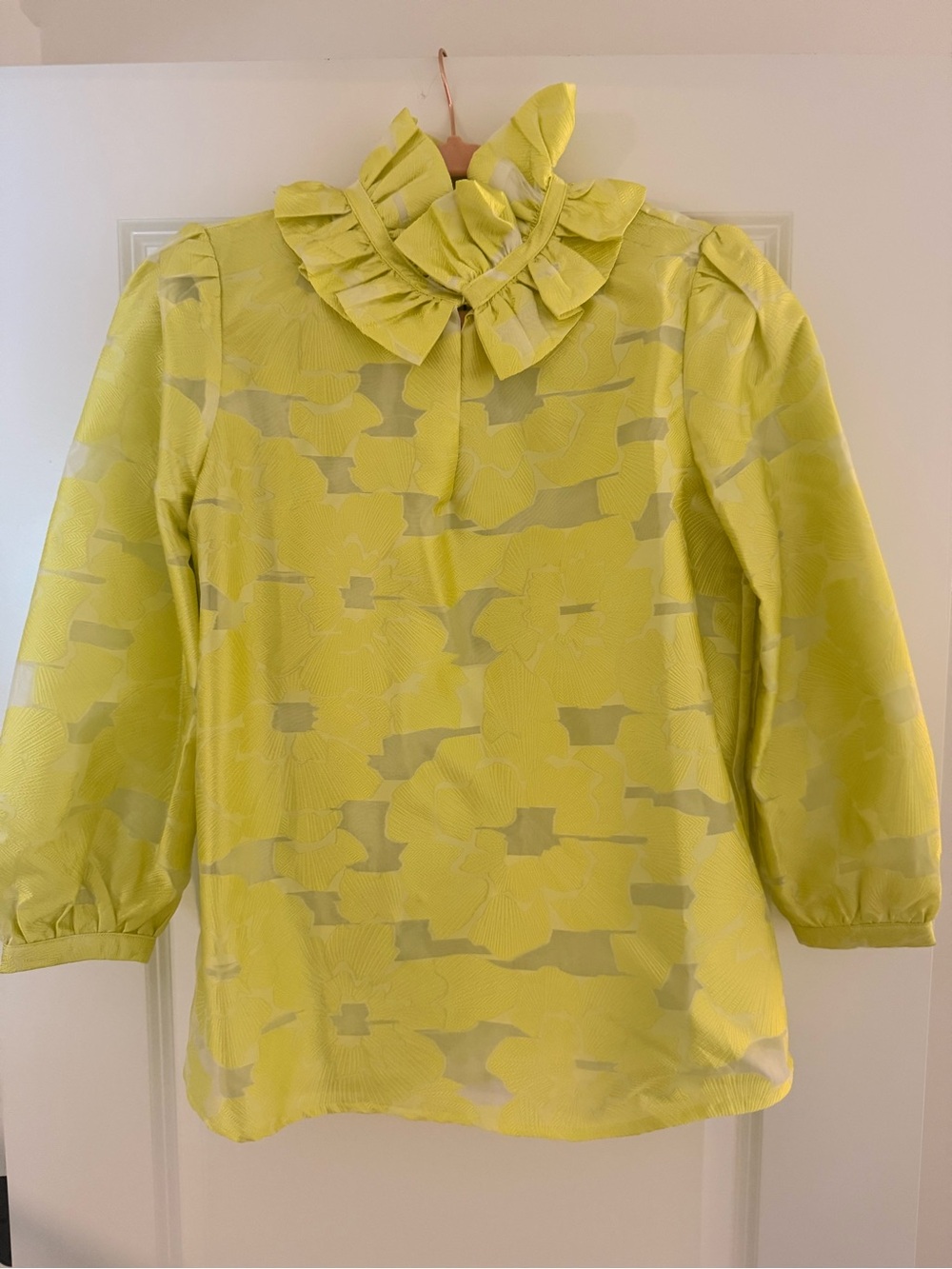 Tuckernuck Bright Yellow Ruffle Collar Top - NWT